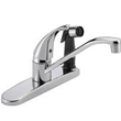 Lead Free Single Metal Lever Handle Deck Mount Kitchen Faucet with Spray on Body
