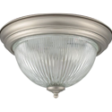 12"  2 Light Flush Mount with Ribbed Glass Dome