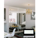 Close up view of Bi-Pass Mirror Closet Doors White Steel Frame