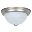 2 Light Faux Alabaster Dome Button Flush Fixture