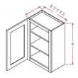 Wall Cabinet - Wall Glass Door Cabinet - 1 Door 2 Shelves