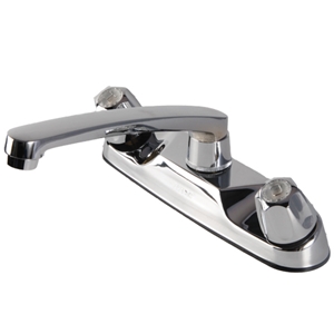 2 Metal Handle Deck Mount Kitchen Faucet-8" Cast Spout