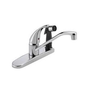 Lead Free Single Metal Lever Handle Deck Mount Kitchen Faucet with Spray on Body