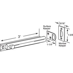 Door Security Hardware - Sliding Surface Bolt