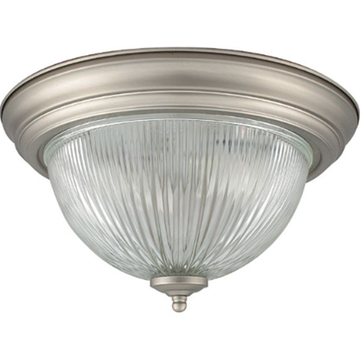 12"  2 Light Flush Mount with Ribbed Glass Dome