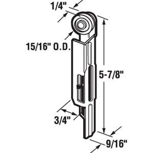 1" Nylon Wheel - 6" Long Bracket