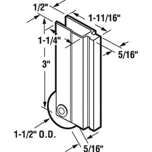 3" Long Monarch Mirror Door Rollers