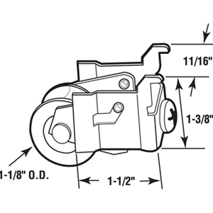 Sliding Door Hardware - Bottom Roller for Louvre King & Broadway Sliding Glass Door