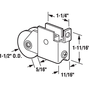 Sliding Door Hardware - Bottom Roller for Premiere 100 Series Sliding Glass Doors