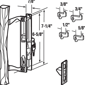 Sliding Door Hardware - Flush Mount Sliding Door Handle Set Keyed, 6-5/8"