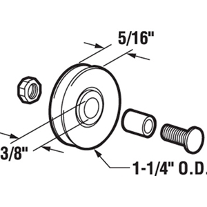 3/8" Diameter Center Hole Nylon Wheel