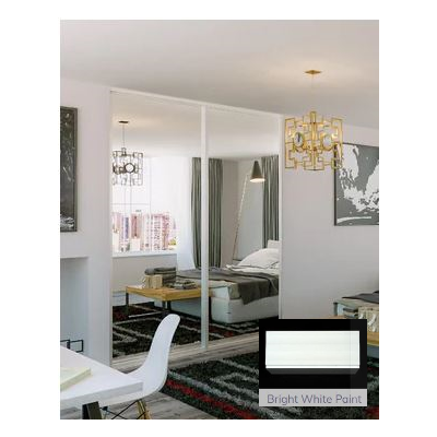 Bi-Pass Mirror Closet Doors White Steel Frame