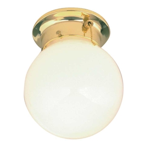 1 Light Opal Globe w/ Pull Chain
