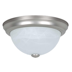 2 Light Faux Alabaster Dome Button Flush Fixture