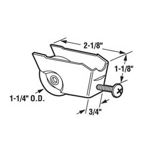 Sliding Glass Patio Door Roller Assembly- 1-1/4" Steel