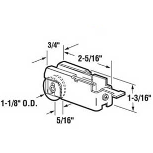 Sliding Glass Patio Door Roller Assembly - 1-1/8" Steel