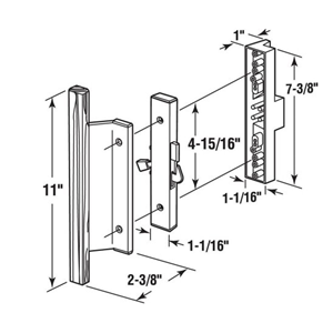 Sliding Glass Door Wood Handle Set, Black/Aluminum