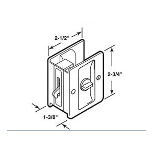 Sliding Pocket Door Passage Pull With Privacy Lock - Polished Brass