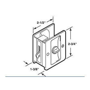 Sliding Pocket Door Passage Pull With Privacy Lock - Chrome Plated