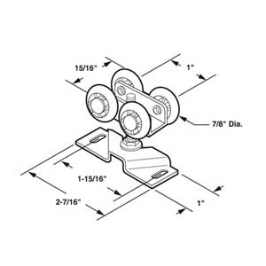 Pocket Door 4 Wheel Roller Assembly