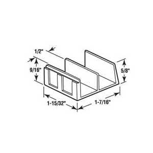 Tub Enclosure Shower Door Bottom 1-1/2" Guide For 7/16" Door Rails