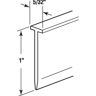 Clear Vinyl T Slot 1" Wide Shower Door Sweep Seal