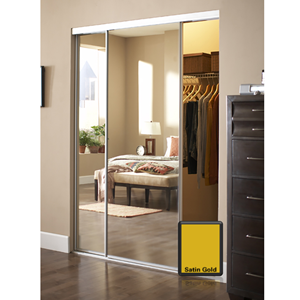 Pacifica Satin Gold Finish Mirror Closet Doors