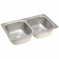 33" x 19" x 6" Double Bowl No  Hole