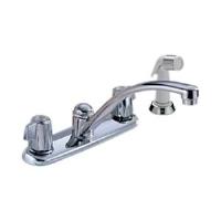 2 Blade Handle Kitchen Faucet w/ Side Sprayer, Low Lead