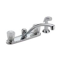 2 Acrylic Handle Kitchen Faucet w/Side Sprayer