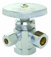 Chrome Finish 3 Way Stop Valve for Threaded Pipe